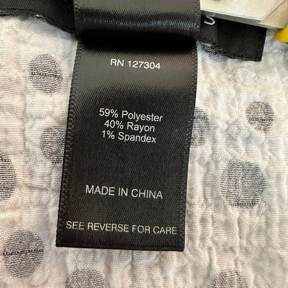 Ali Miles Top Womens L White Black Polka Dots Rose Buttons‎ Pullover 3/4 Sleeve - Picture 6 of 7